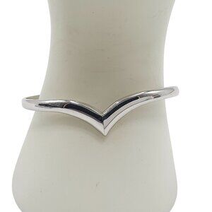 Silver Tone Chevron Cuff Bracelet By Avon